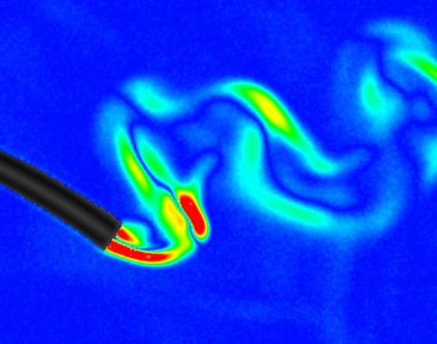 手から発生する熱によるゆらぎの可視化＿新型シュリーレン装置